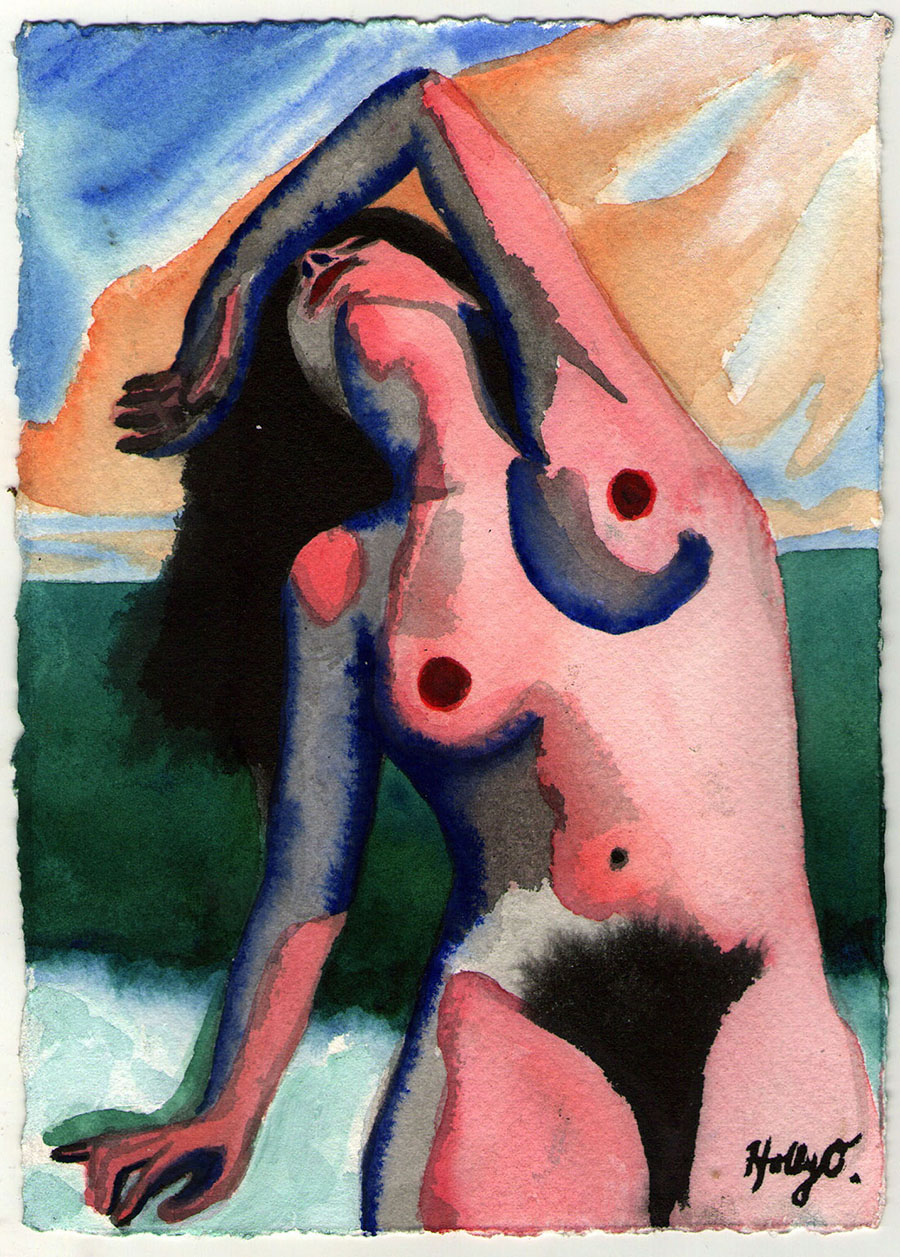 Isolated Storms #4, 5x7 2018 <br>watercolor, ink on paper